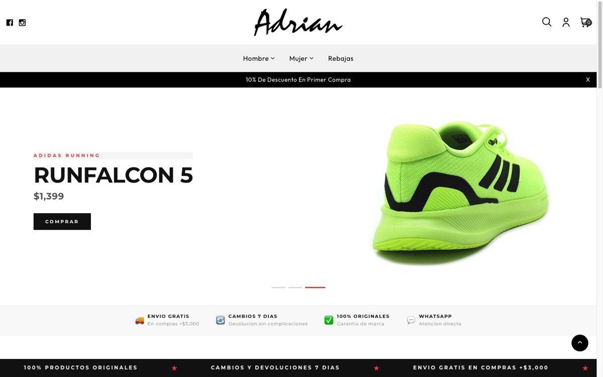 Tienda en línea adrian.com.mx — streetwear sobre BigCommerce